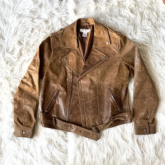 Newport Jackets & Blazers - Vintage Newport Leather Moto Jacket Coat 10 Tan Camel
